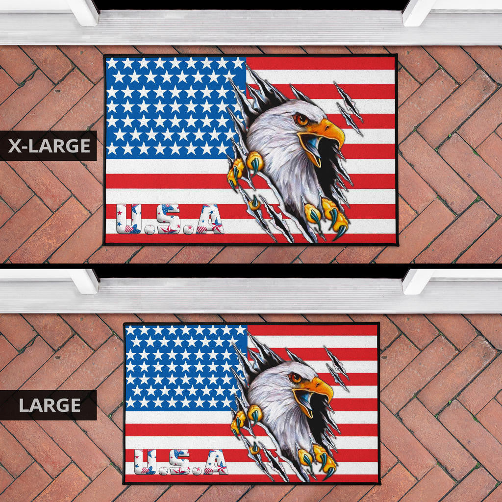US Independence Day Bald Eagle Breaking Though Claw Scratch Door Mat Home Decor