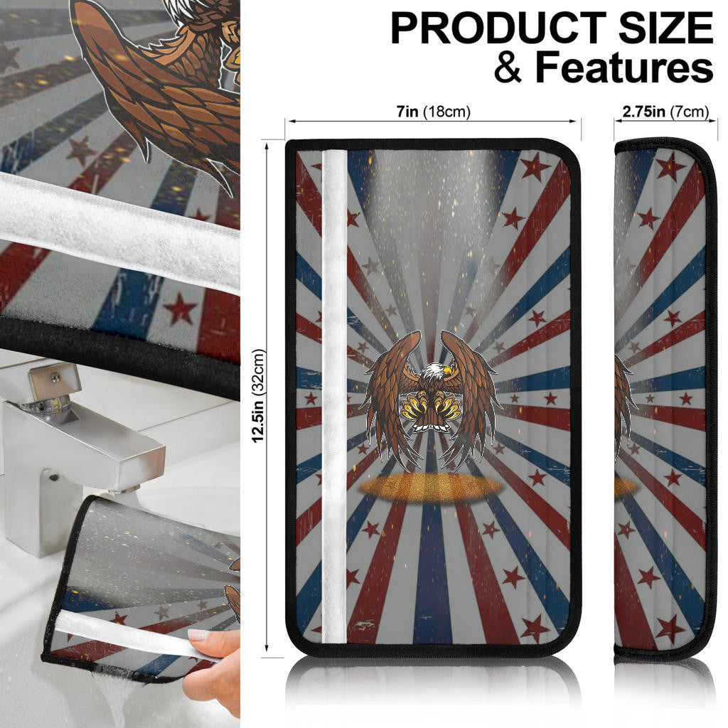 US Independence Day Flying Eagle Claw Loyalty US Flag Spiral Seat Belt Covers