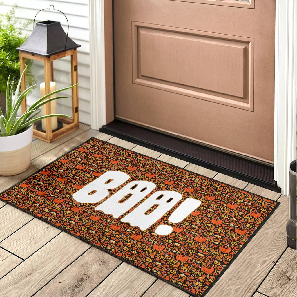 Boo!! Halloween Pumpkin Doodle Patterns Door Mat Home Decor