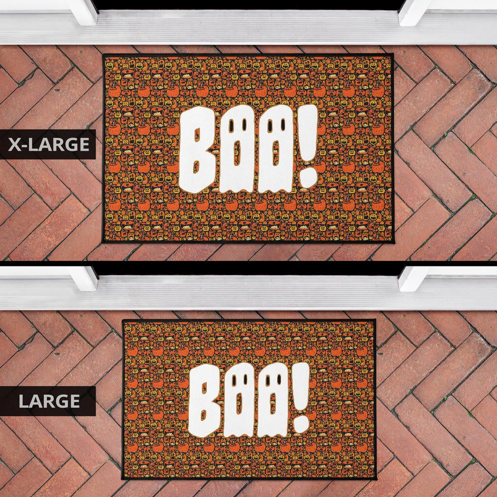 Boo!! Halloween Pumpkin Doodle Patterns Door Mat Home Decor