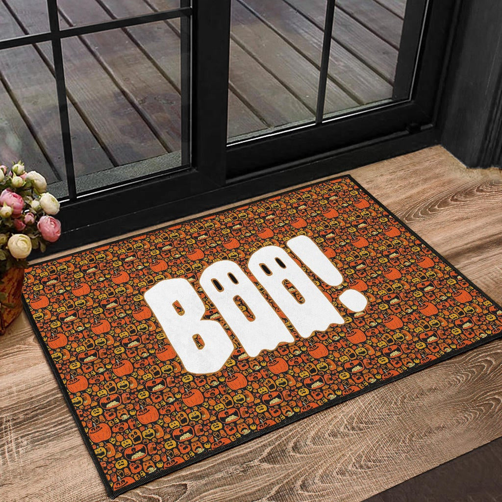 Boo!! Halloween Pumpkin Doodle Patterns Door Mat Home Decor