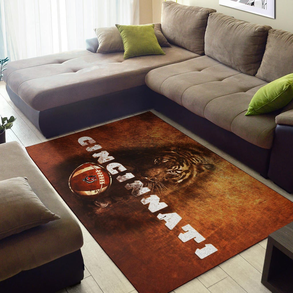 Cincinnati Bengals American Football Strong Bengal Tiger Rugby Ball Go Champion Area Rug Home Decor
