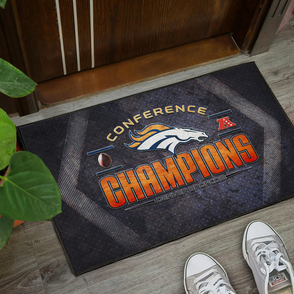 Denver American Football Broncos Broncos Champions On Steel Background Door Mat Home Decor