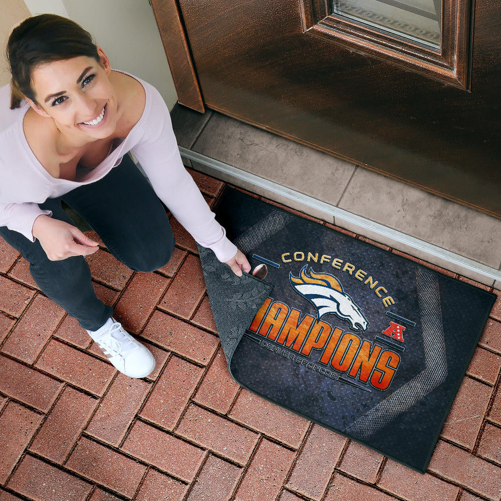 Denver American Football Broncos Broncos Champions On Steel Background Door Mat Home Decor