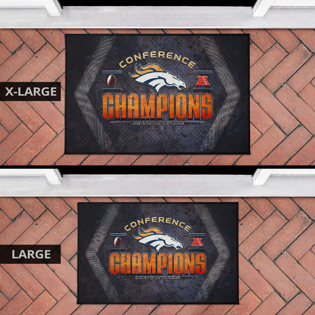 Denver American Football Broncos Broncos Champions On Steel Background Door Mat Home Decor