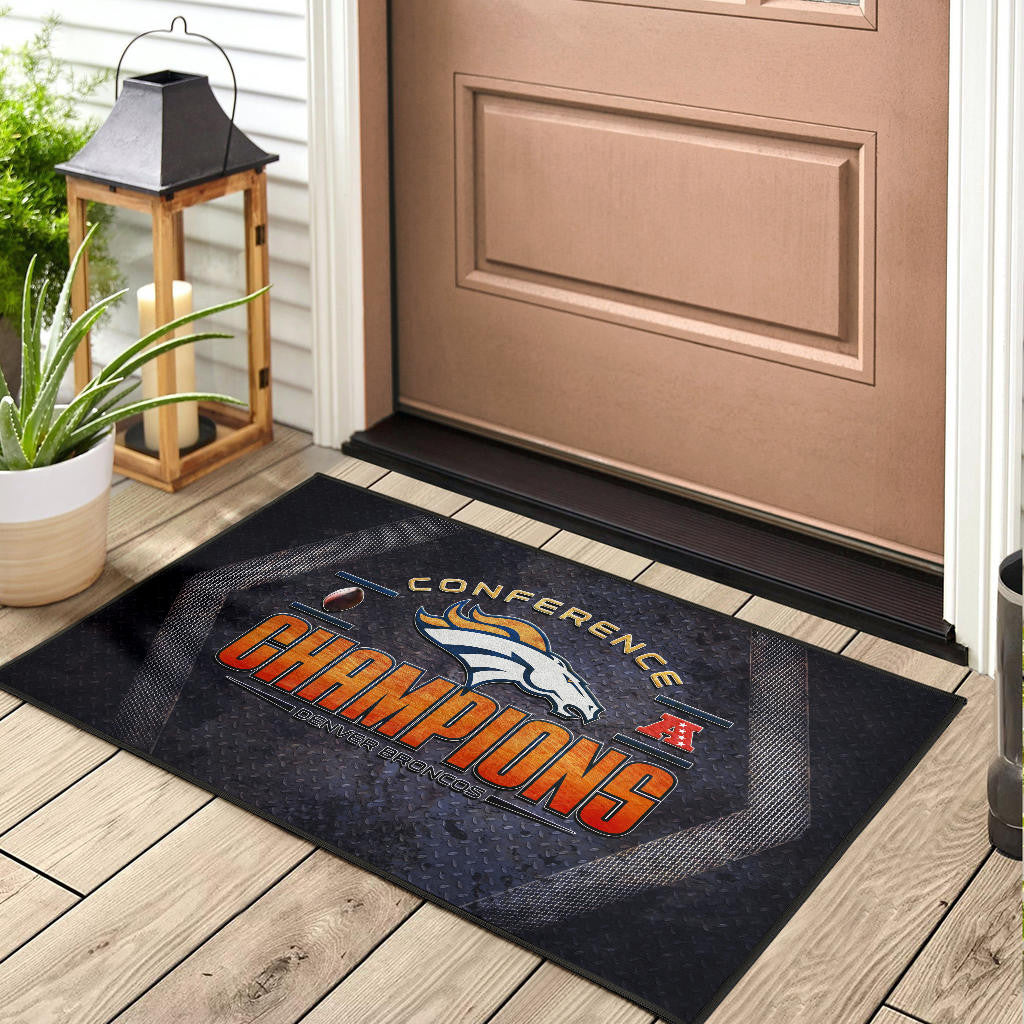 Denver American Football Broncos Broncos Champions On Steel Background Door Mat Home Decor