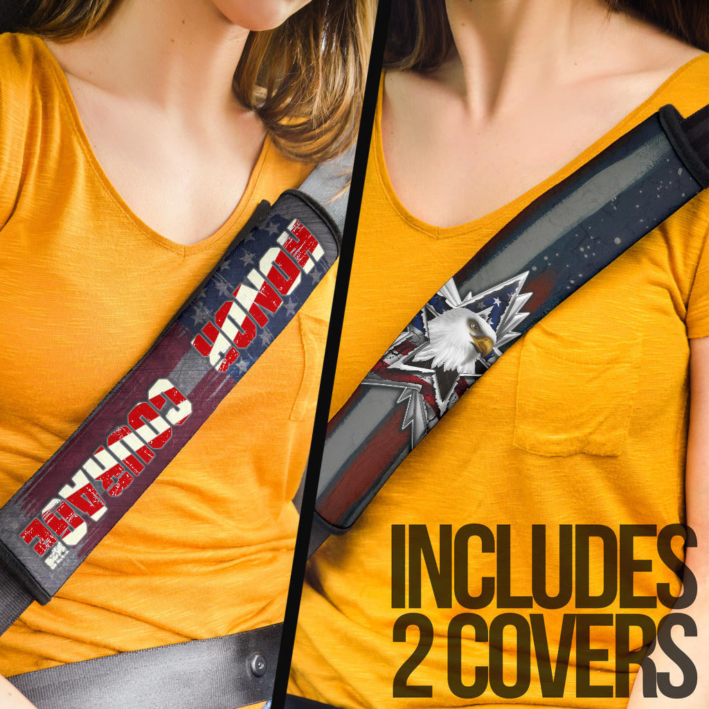 US Independence Day Eagle On US Shield Honor Courage Seat Belt Covers