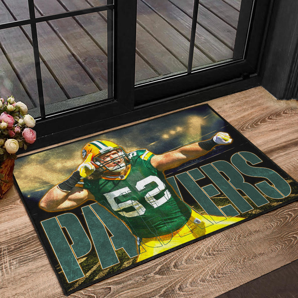 Green Bay American Football Packers Cute Clay Matthews 52 Under Flashlight Door Mat Home Decor
