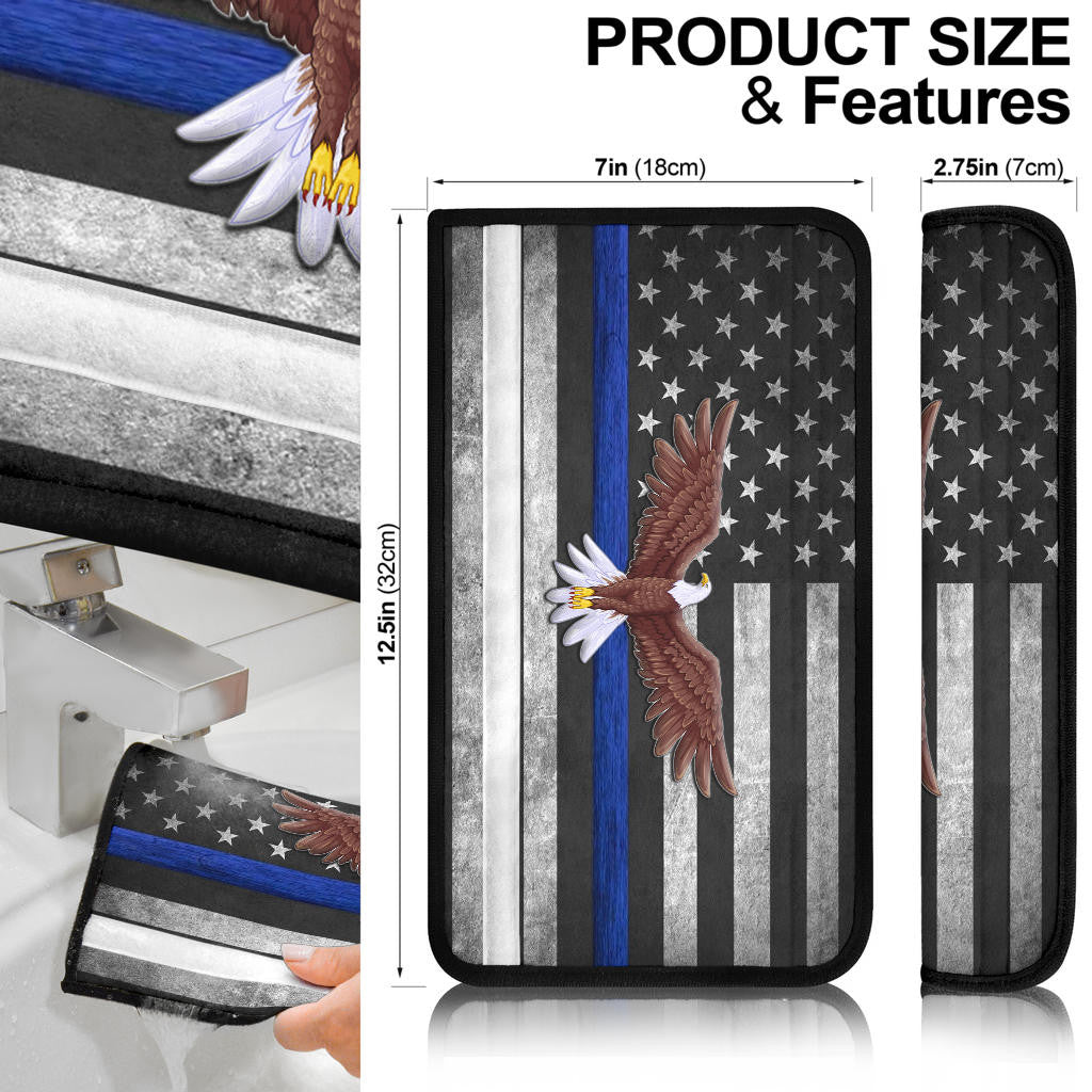US Independence Day Bald Eagle Flying Black White US Flag Seat Belt Covers