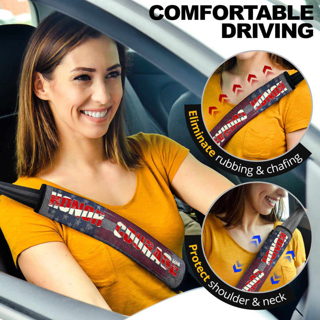 US Independence Day Eagle On US Shield Honor Courage Seat Belt Covers