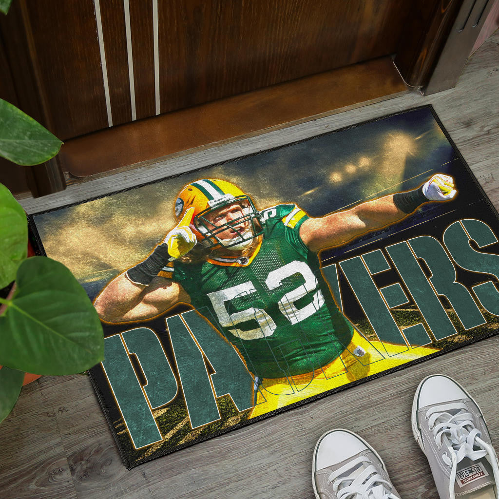 Green Bay American Football Packers Cute Clay Matthews 52 Under Flashlight Door Mat Home Decor