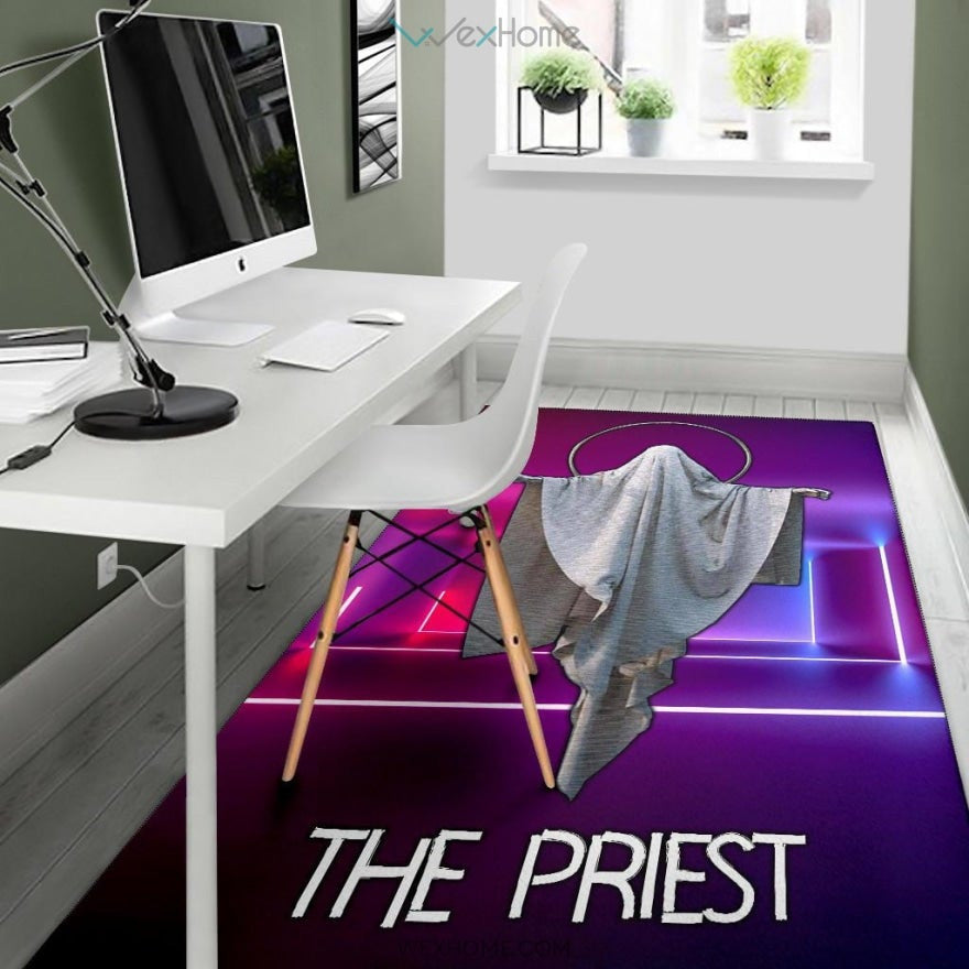 Horror Movie The Priest Ghost Against Jesus Area Rug Home Decor