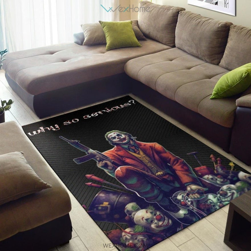 Horror Movie Why So Serious Joker Weapons On Clown Heads Area Rug Home Decor