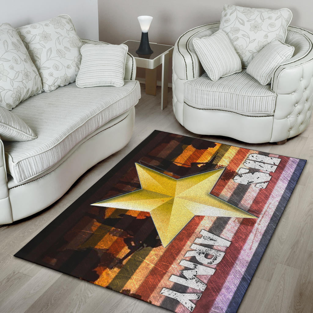 US Independence Day US Army In War Silhouette Yellow Star Area Rug Home Decor