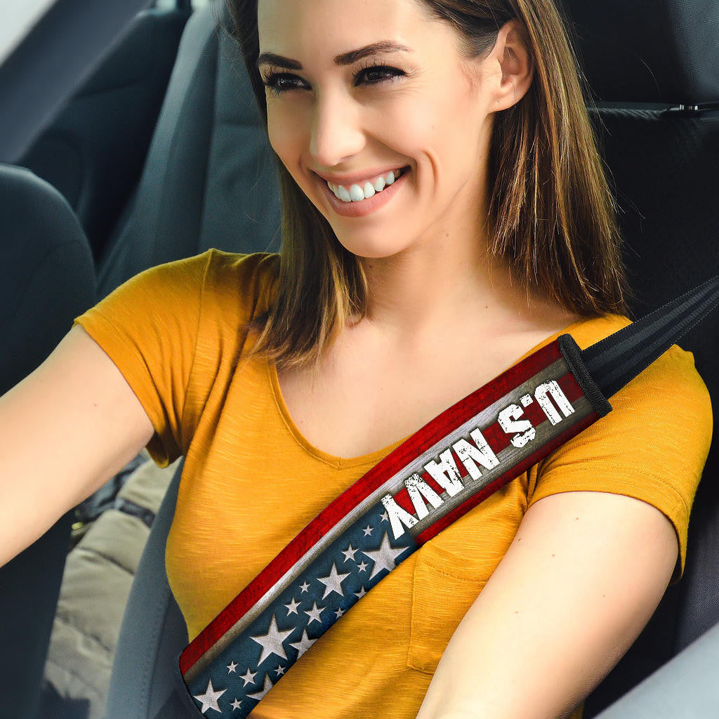 US Independence Day U.S Navy Eagle On American Flag Seat Belt Covers