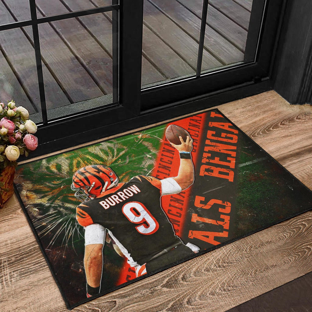 Cincinnati Bengals American Football Burrow 9 Angry Bengal Tiger Underground Door Mat Home Decor