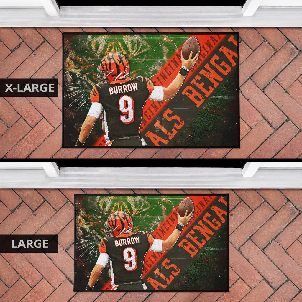 Cincinnati Bengals American Football Burrow 9 Angry Bengal Tiger Underground Door Mat Home Decor