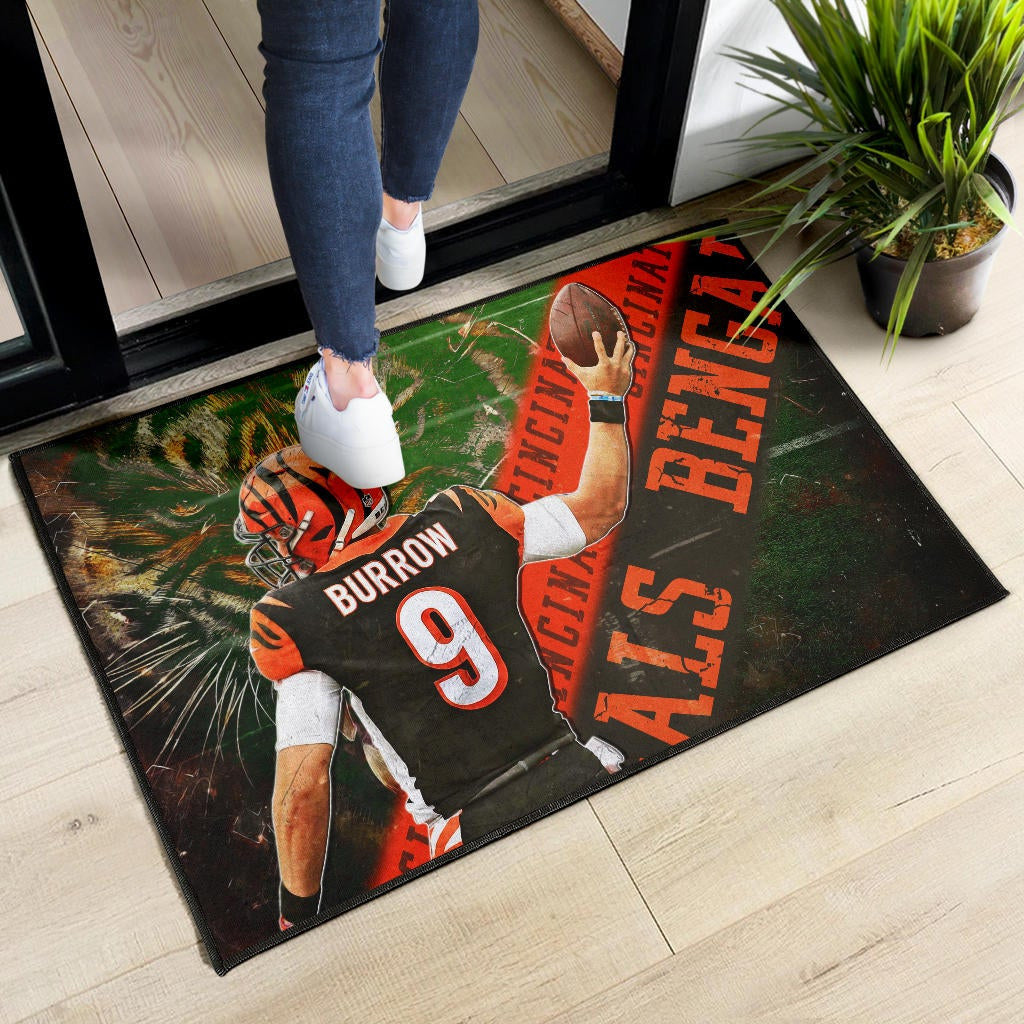 Cincinnati Bengals American Football Burrow 9 Angry Bengal Tiger Underground Door Mat Home Decor