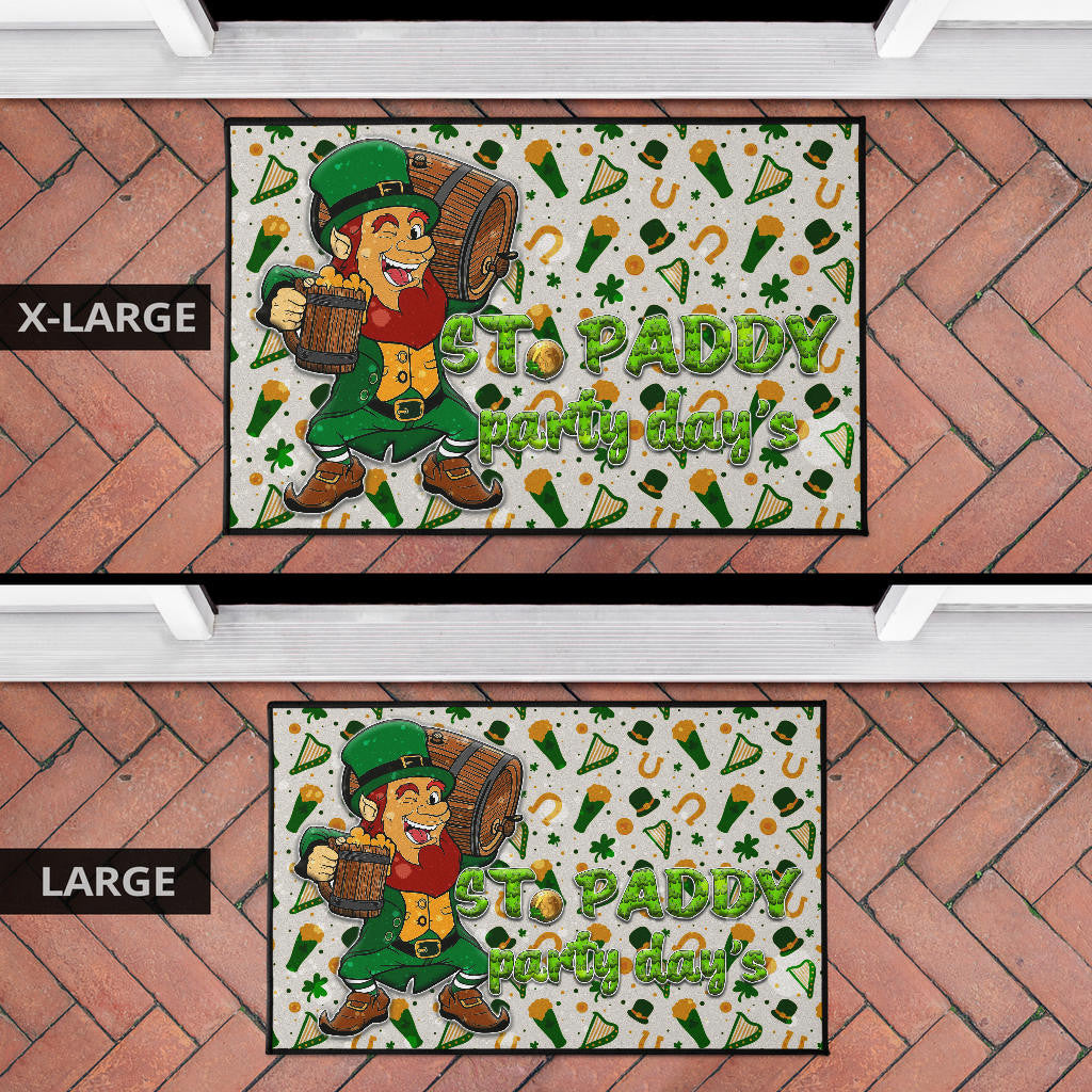Saint Patrick's Leprechauns Drinking Beers St. Patrick Symbols Patterns Door Mat Home Decor