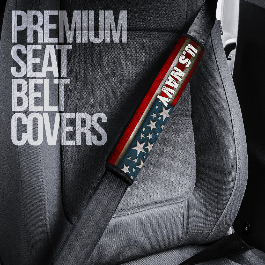 US Independence Day U.S Navy Eagle On American Flag Seat Belt Covers