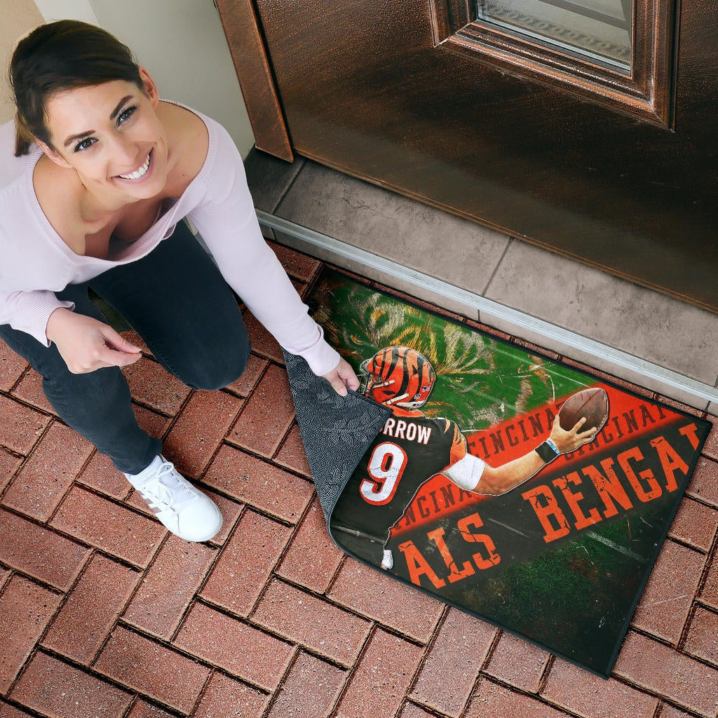 Cincinnati Bengals American Football Burrow 9 Angry Bengal Tiger Underground Door Mat Home Decor
