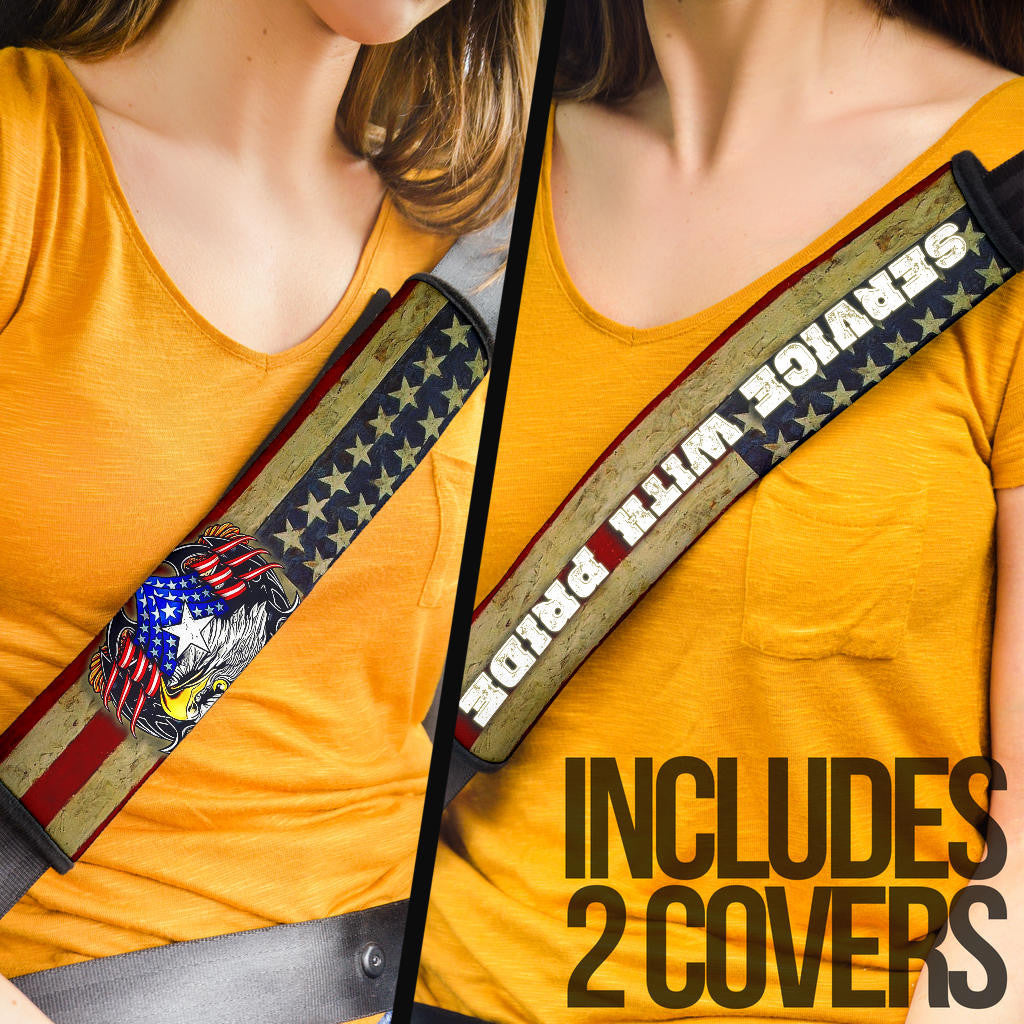 US Independence Day Eagle Service With Pride US Flag Seat Belt Covers
