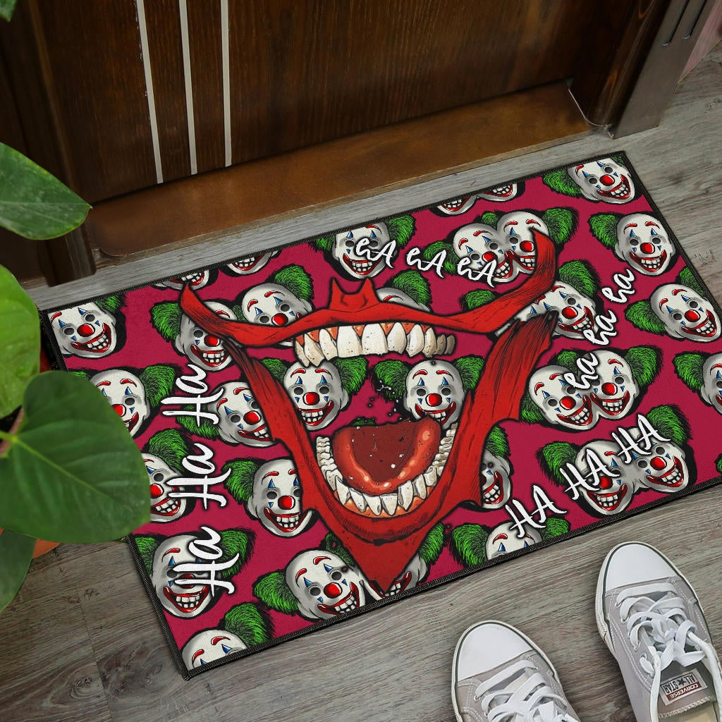 Horror Movie Joker Laughing Mouth Joker Clown Face Patterns Door Mat Home Decor