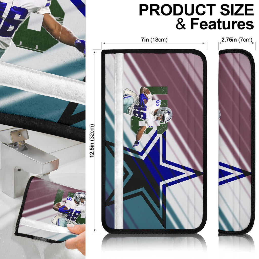 Dallas Football Cowboys American Player 46 Holding Rugby Ball Running Seat Belt Covers