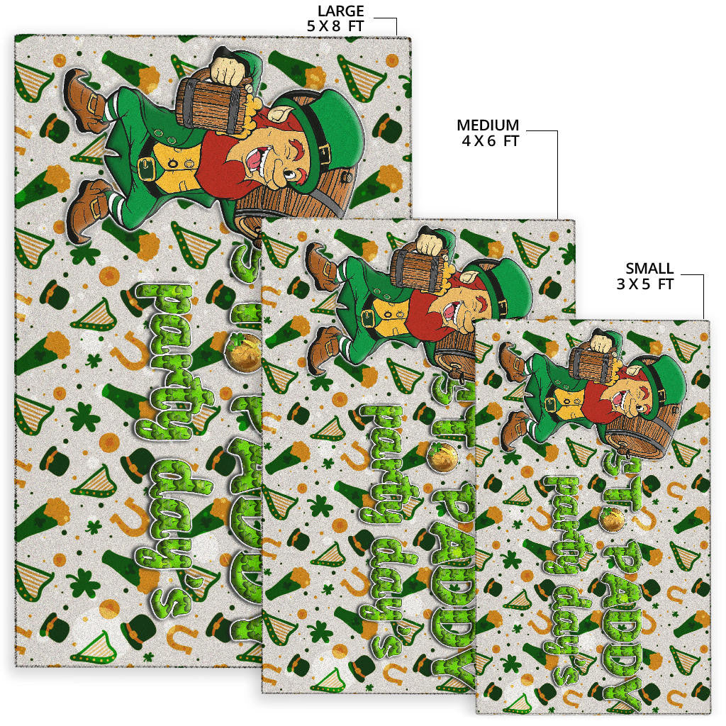 Saint Patrick's Leprechauns Drinking Beers St. Patrick Symbols Patterns Area Rug Home Decor