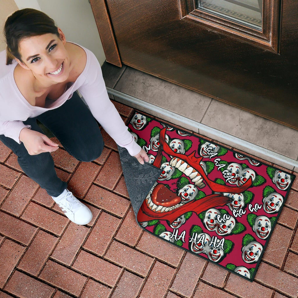 Horror Movie Joker Laughing Mouth Joker Clown Face Patterns Door Mat Home Decor