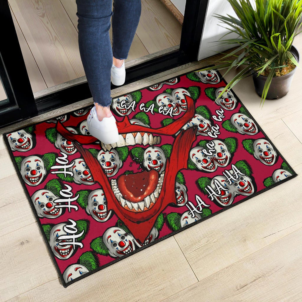 Horror Movie Joker Laughing Mouth Joker Clown Face Patterns Door Mat Home Decor
