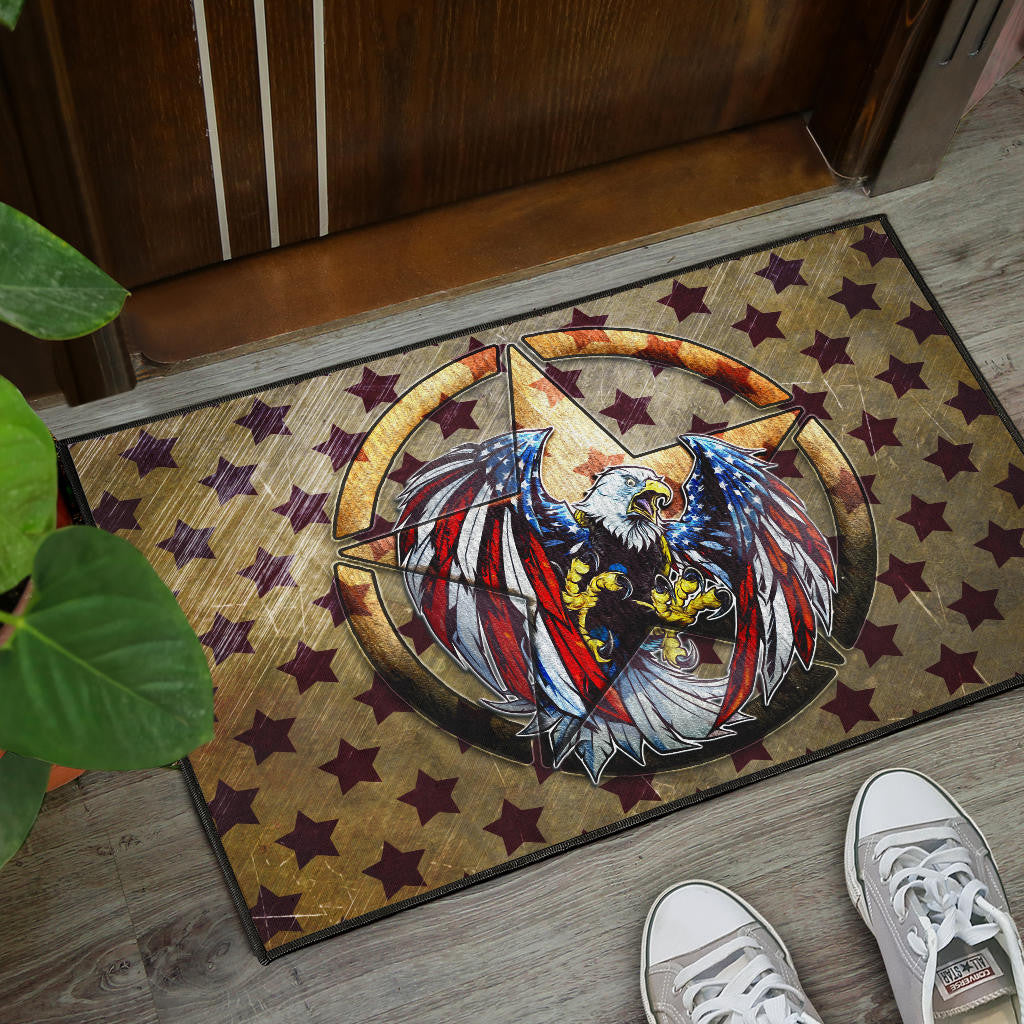 US Independence Day Flying Eagle On Metal Star Door Mat Home Decor