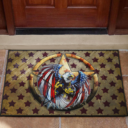 US Independence Day Flying Eagle On Metal Star Door Mat Home Decor