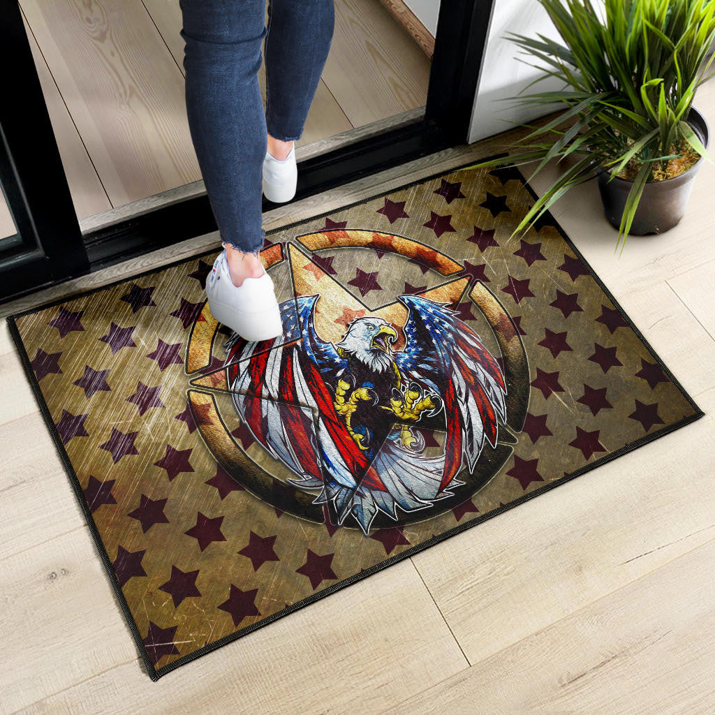 US Independence Day Flying Eagle On Metal Star Door Mat Home Decor