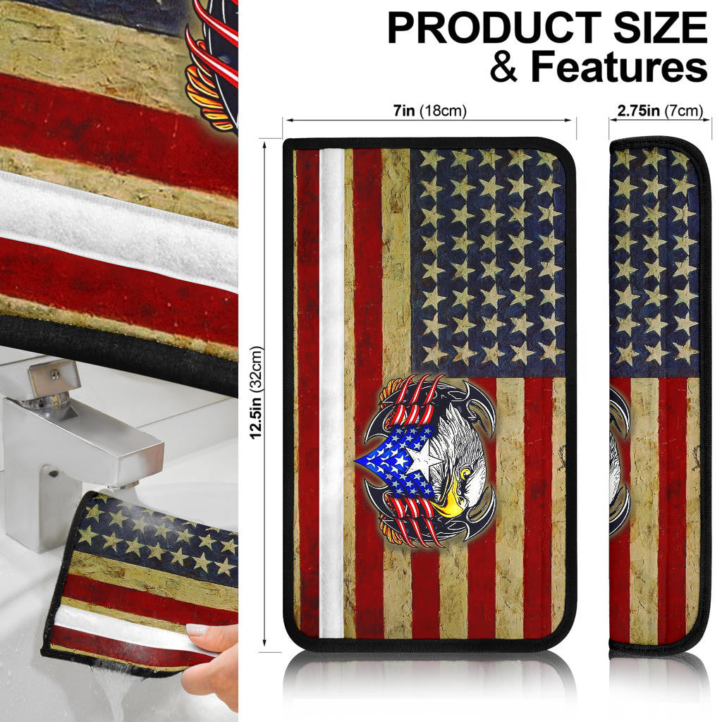 US Independence Day Eagle Service With Pride US Flag Seat Belt Covers
