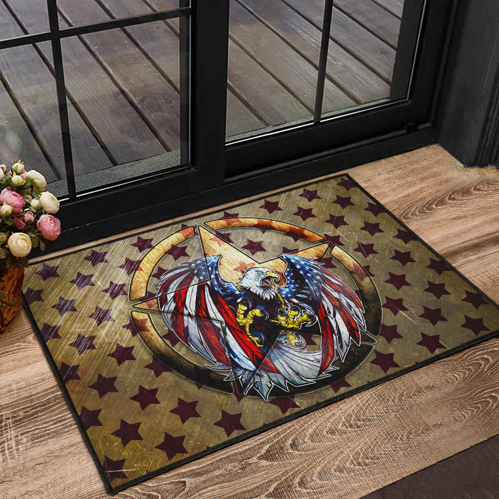 US Independence Day Flying Eagle On Metal Star Door Mat Home Decor