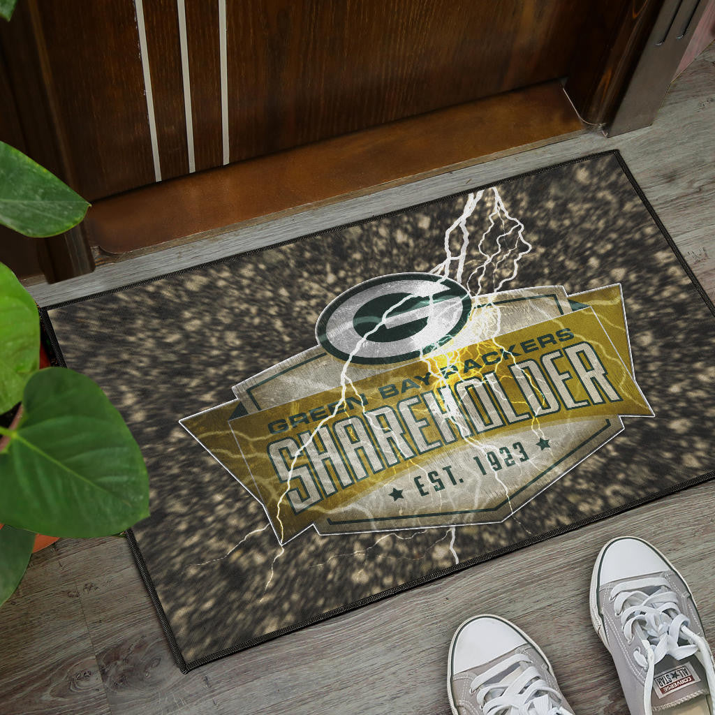 Green Bay American Football Packers G Shareholders Est 1923 Lightning Door Mat Home Decor