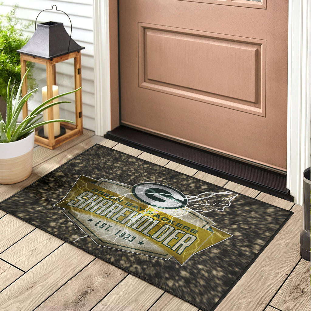 Green Bay American Football Packers G Shareholders Est 1923 Lightning Door Mat Home Decor