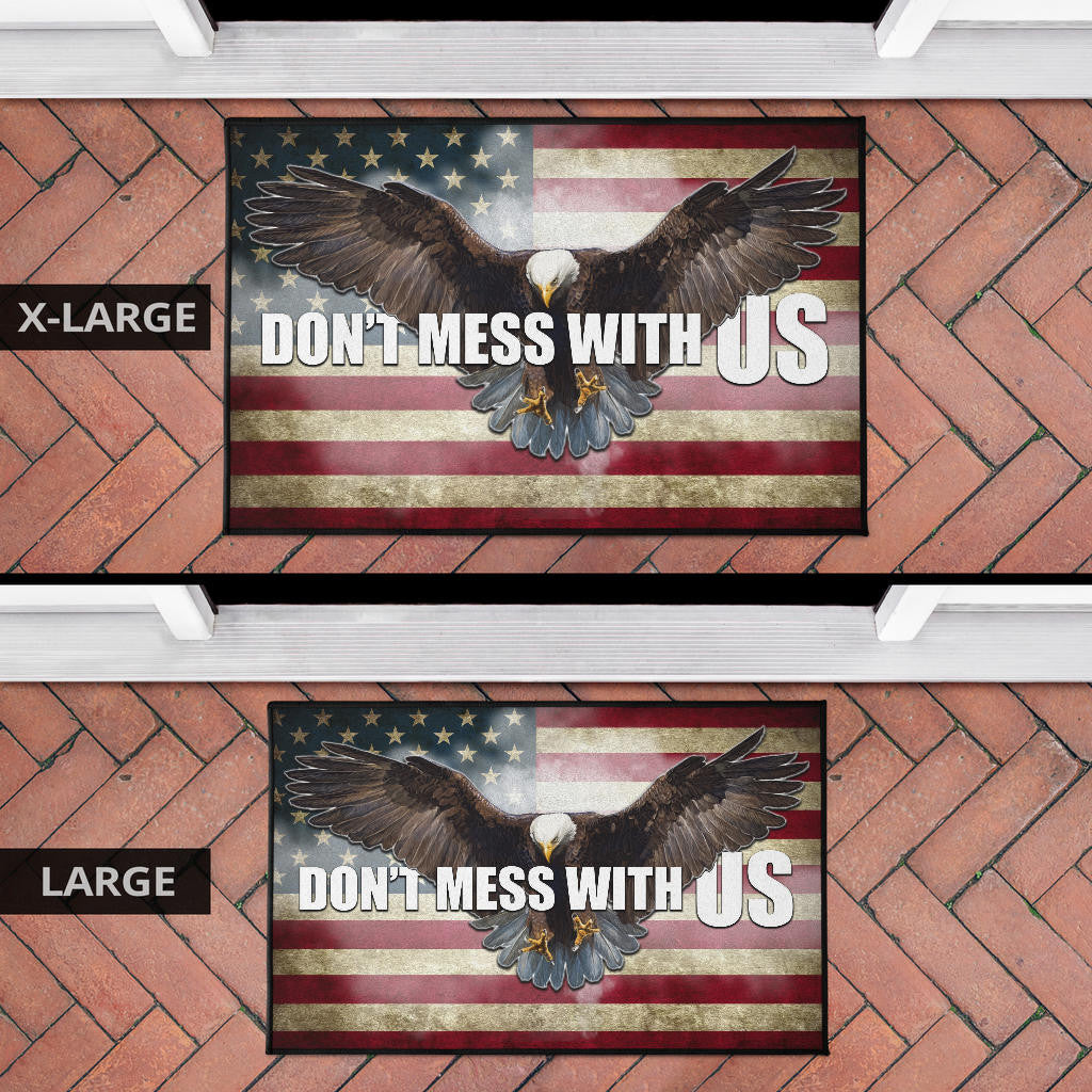 US Independence Day Bald Eagle Flying Don't Mess With US Door Mat Home Decor