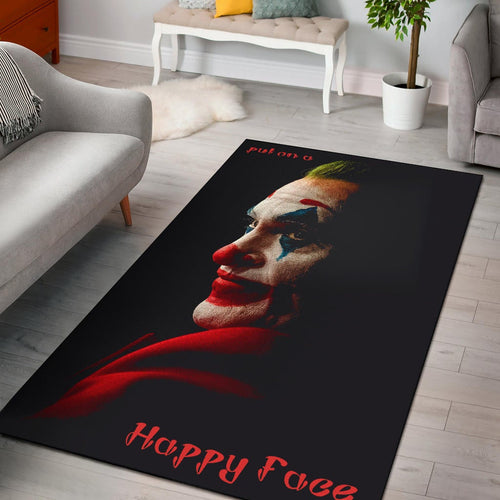Horror Movie Joker Quote Put On A Happy Face Area Rug Home Decor