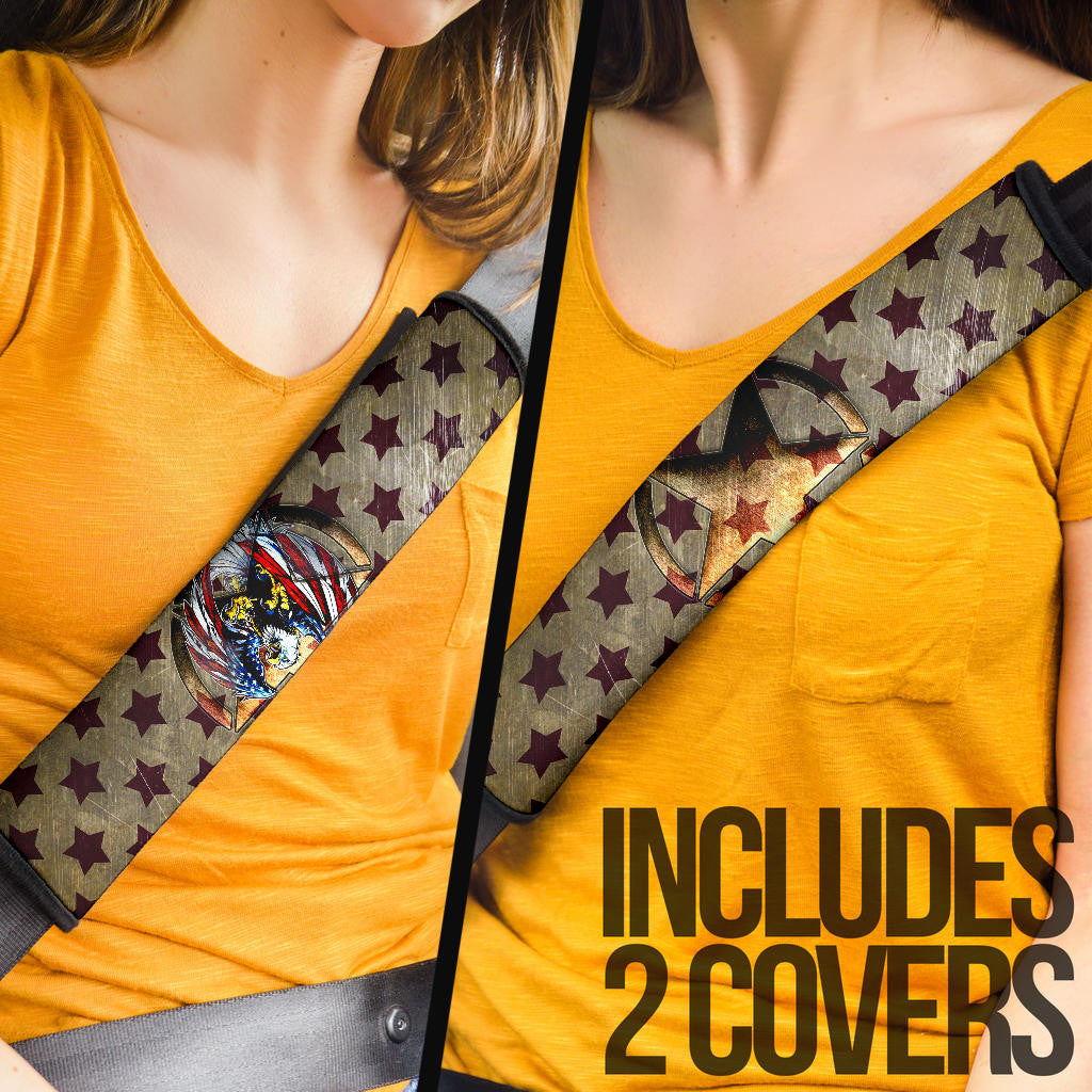 US Independence Day Flying Eagle On Metal Star Seat Belt Covers