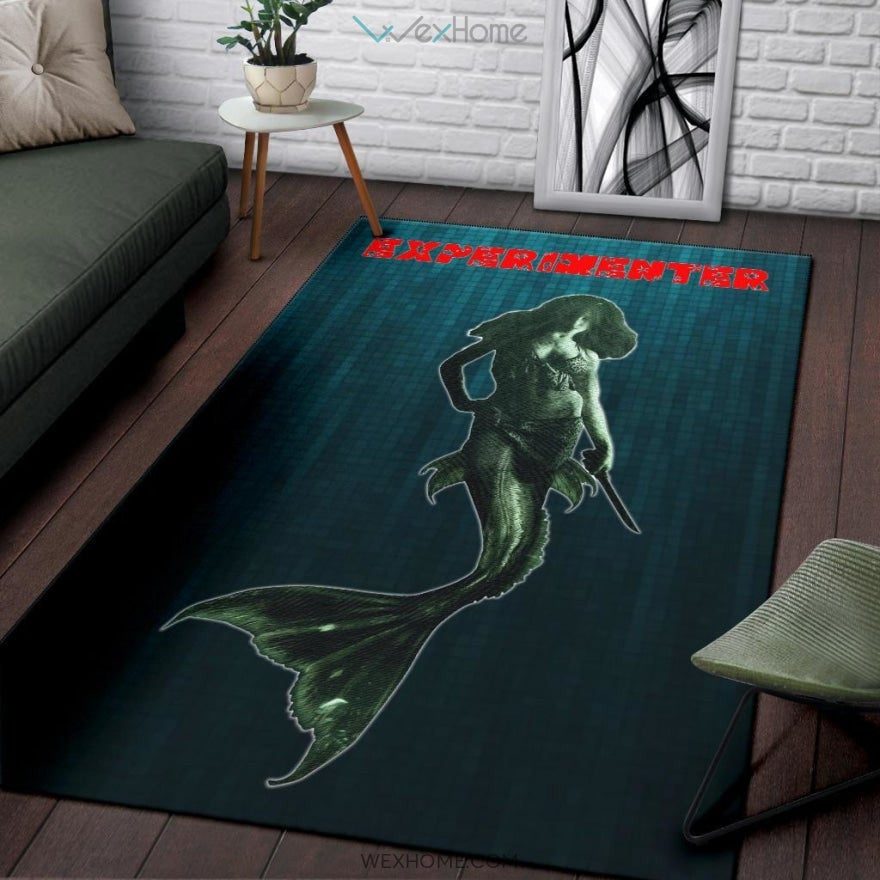Horror Movie Mermaid Experimenter With Knife Area Rug Home Decor