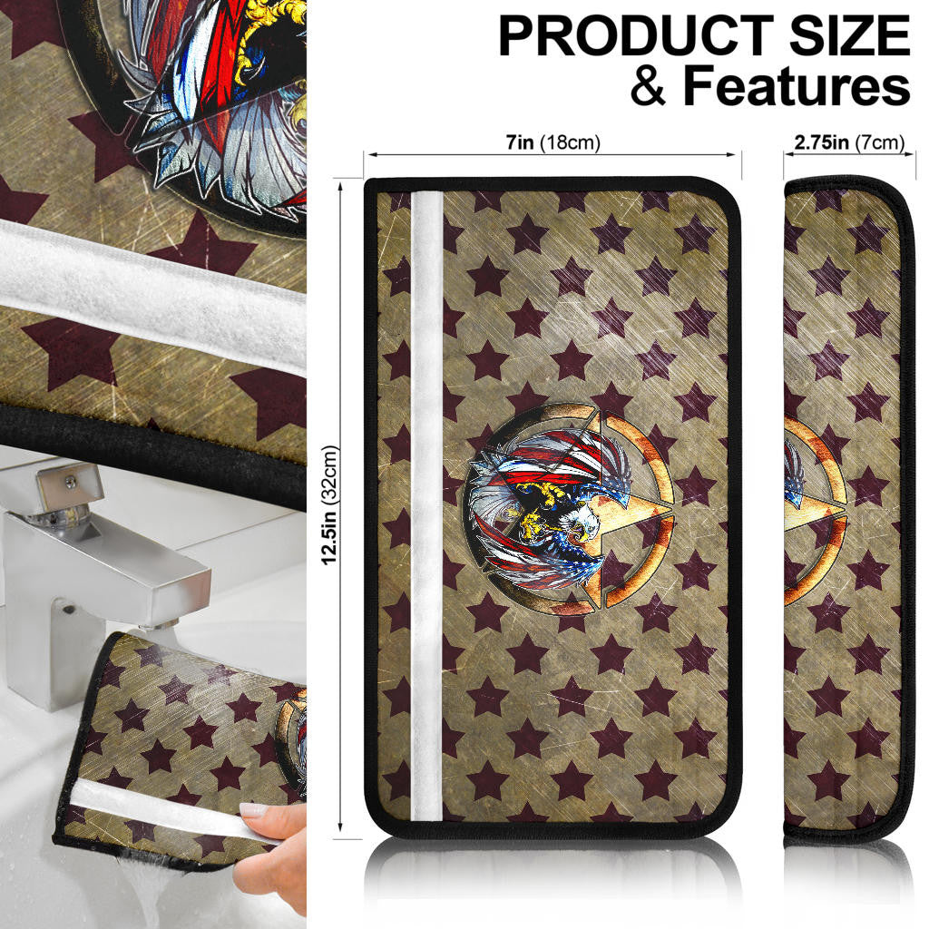 US Independence Day Flying Eagle On Metal Star Seat Belt Covers