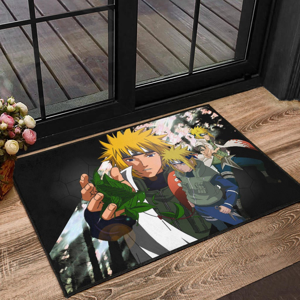 Naruto Anime Minato Konoha Hokage Kunai Fighting Door Mat Home Decor
