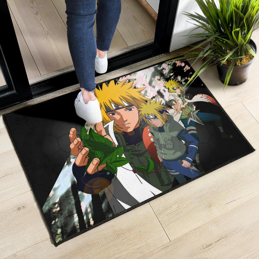 Naruto Anime Minato Konoha Hokage Kunai Fighting Door Mat Home Decor