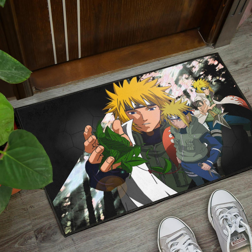 Naruto Anime Minato Konoha Hokage Kunai Fighting Door Mat Home Decor