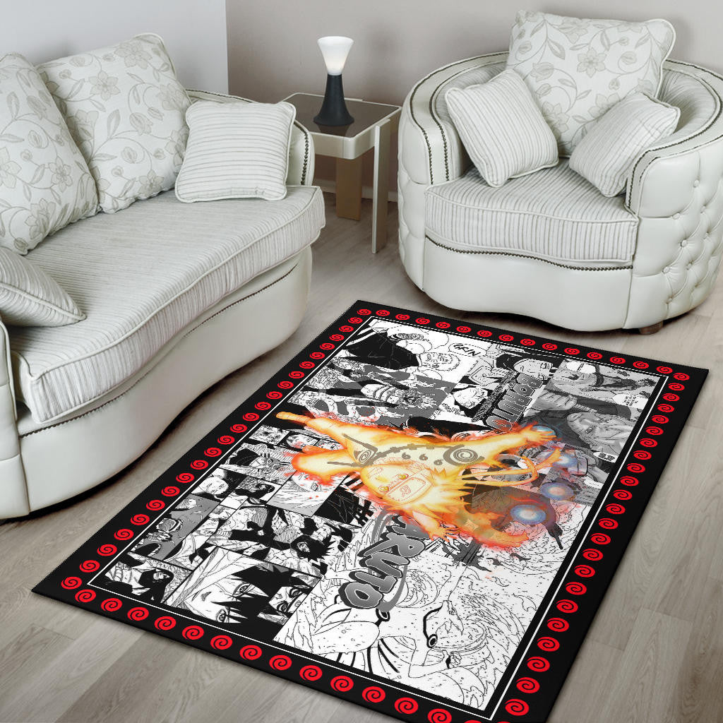 Naruto Anime Naruto Bijuu Mode Manga Black White Background Area Rug Home Decor
