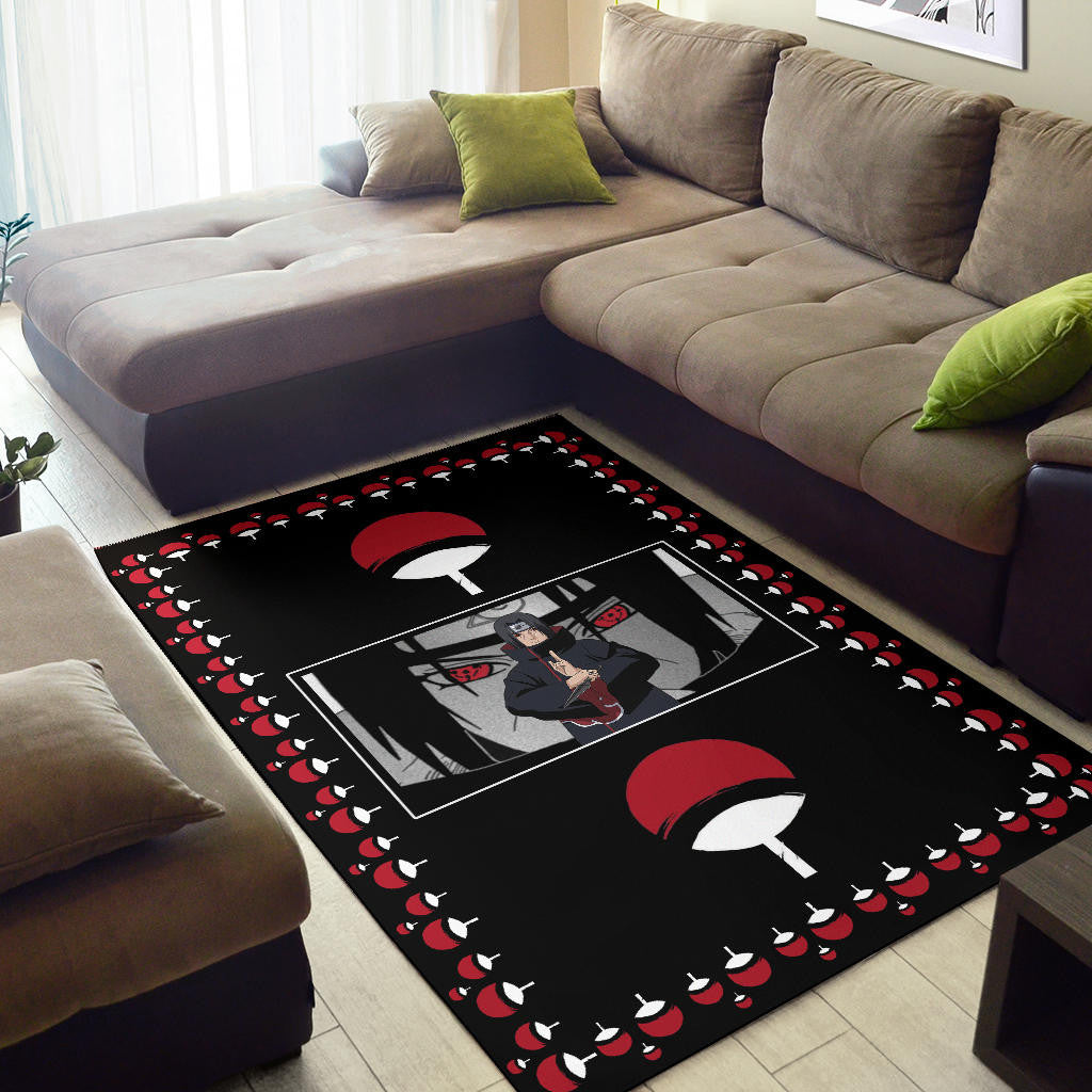 Naruto Anime Itachi Sharingan Jutsu Uchiha Symbol Patterns Area Rug Home Decor