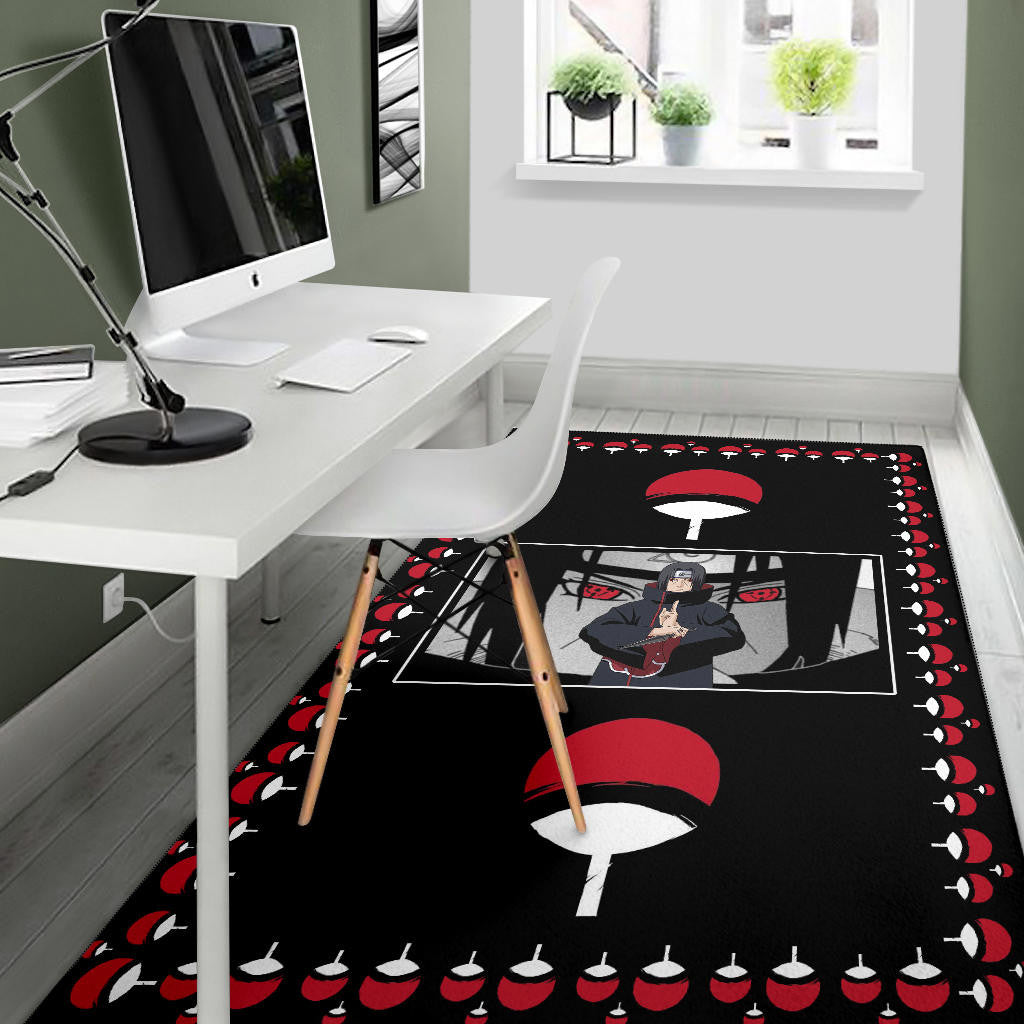 Naruto Anime Itachi Sharingan Jutsu Uchiha Symbol Patterns Area Rug Home Decor