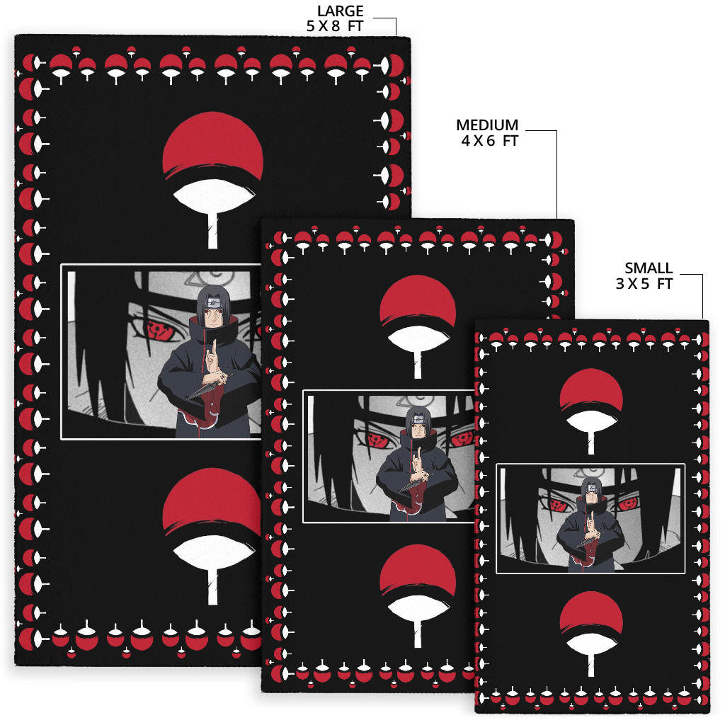 Naruto Anime Itachi Sharingan Jutsu Uchiha Symbol Patterns Area Rug Home Decor